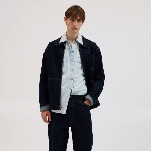 NWT Levi’s Dark Wash Denim Chore Skateboarding Jacket Men’s XL Utility Garage - Picture 1 of 6